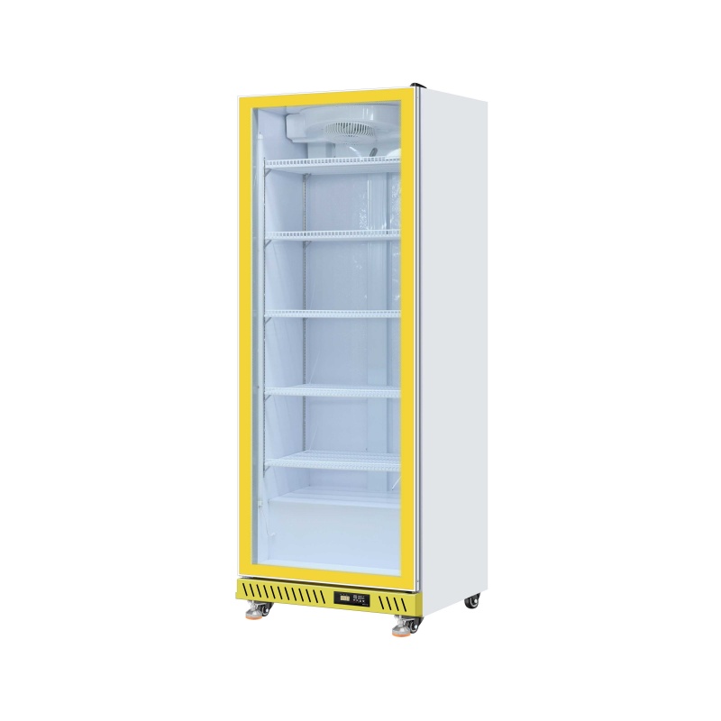 700L Vertical Glass Door Drink Showcase(Yellow)