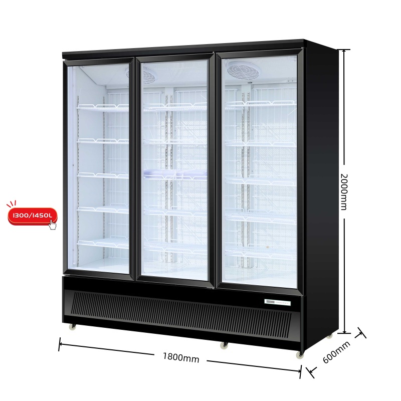Three Glass Door Showcase Chiller(Black)