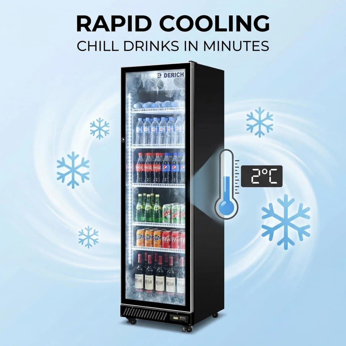 3 door Wine Display Fridge(Black)