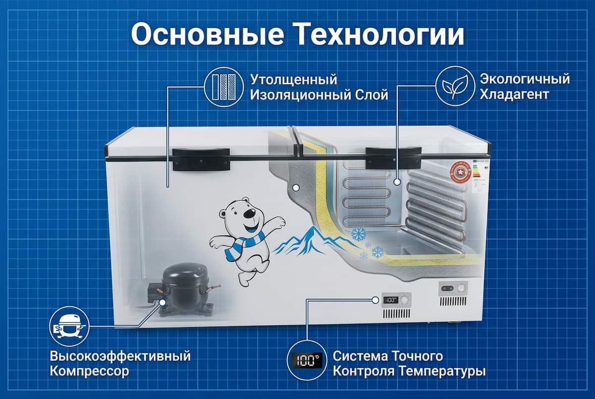 Горизонтальный морозильник